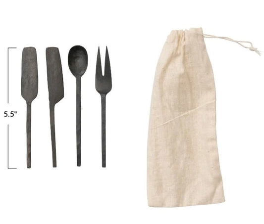 Metal Appetizer Utensils Set of 4 | Black