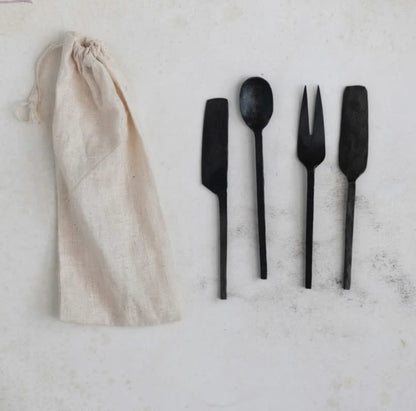 Metal Appetizer Utensils Set of 4 | Black