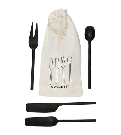 Metal Appetizer Utensils Set of 4 | Black