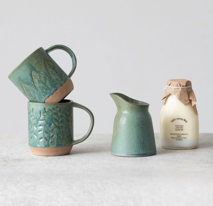 Stoneware Creamer | Matte Green 12oz