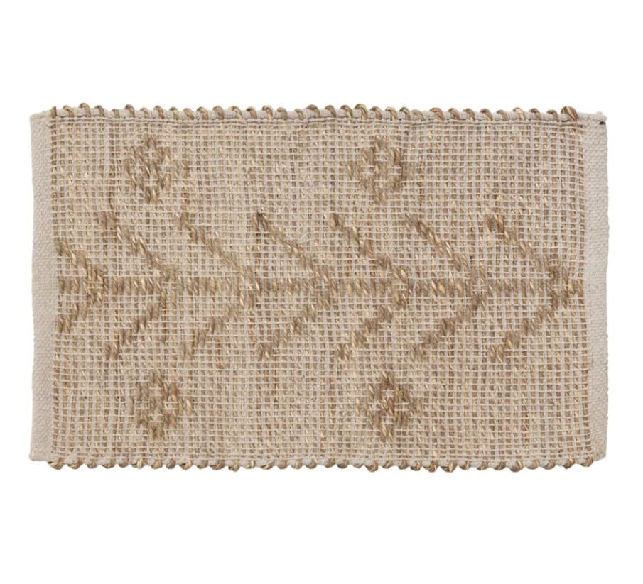 Two-Sided Hand-Woven Seagrass & Cotton Placemat | Natural 19in