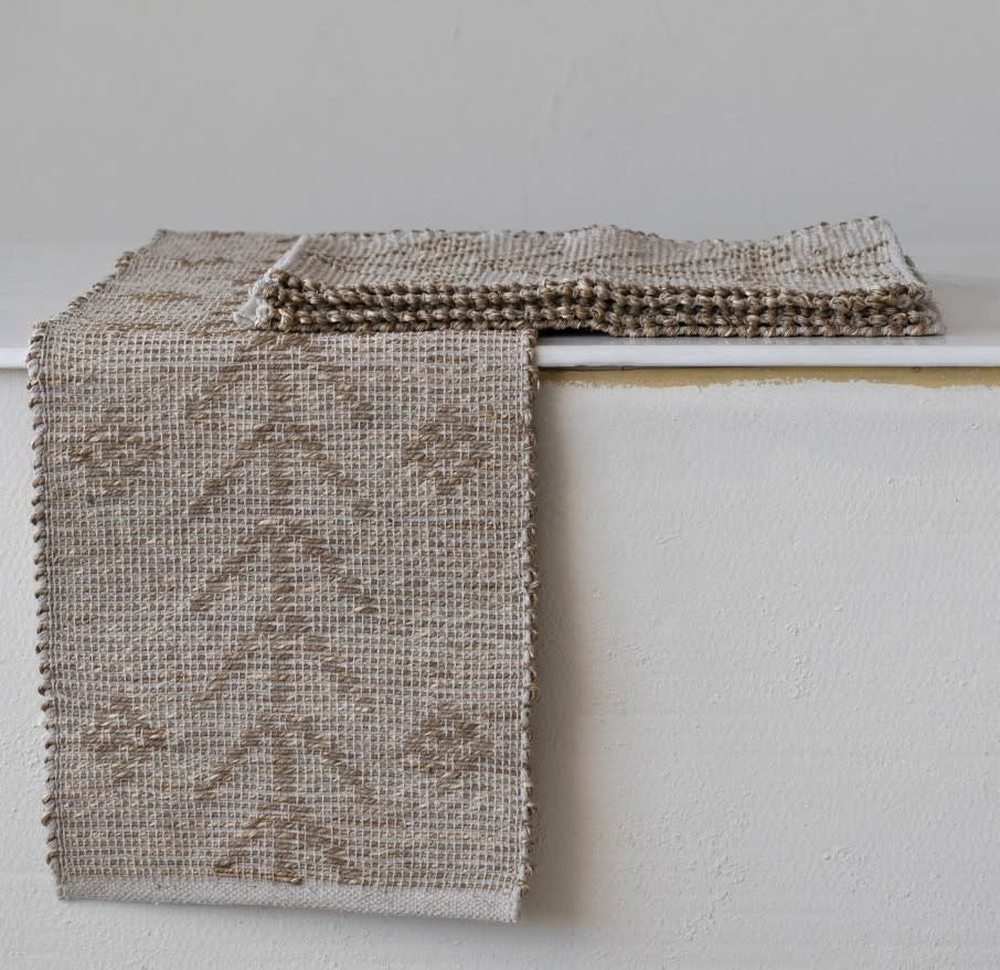 Two-Sided Hand-Woven Seagrass & Cotton Placemat | Natural 19in