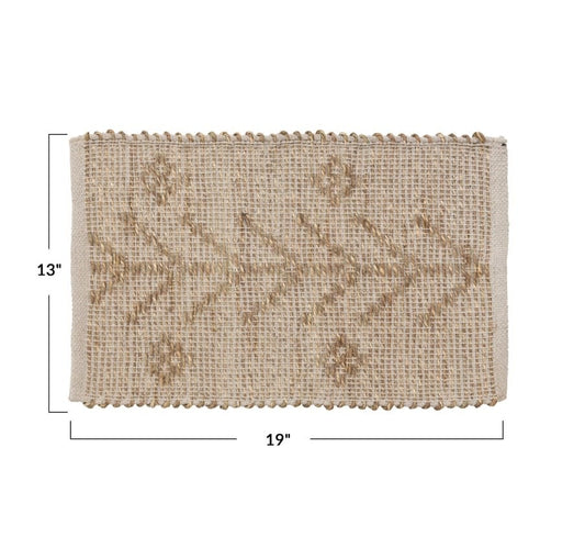 Two-Sided Hand-Woven Seagrass & Cotton Placemat | Natural 19in