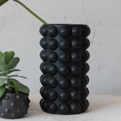 Eclectic Hobnail Stoneware Vase | 9.25x16.25in Black