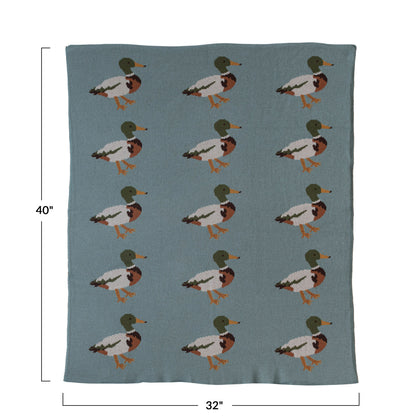 Cotton Knit Baby Blanket | Mallard 40x32in