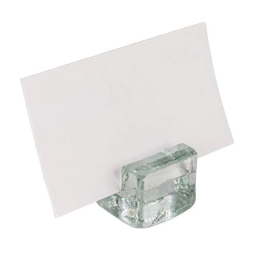 Glass Cube Place Card Photo Holder + Cards|  Set of 6