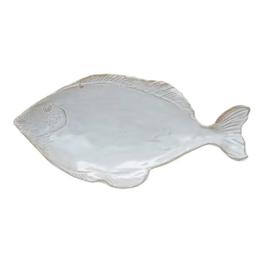 Stoneware Fish Plate | 7.25x3.25in White