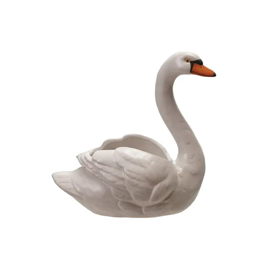 Swan Stoneware Planter | 6.75x7.24in