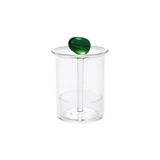 Hand Blown Olive Glass Toothpick Holder