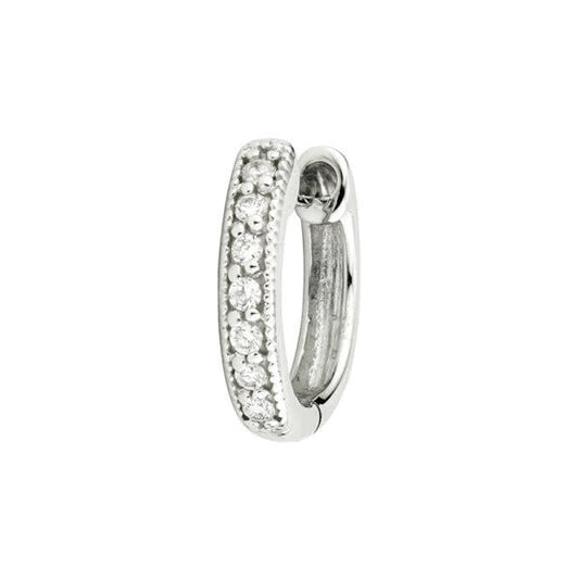 SINGLE | Diamond Huggie Hoop Earring  | 18k White Gold .055c