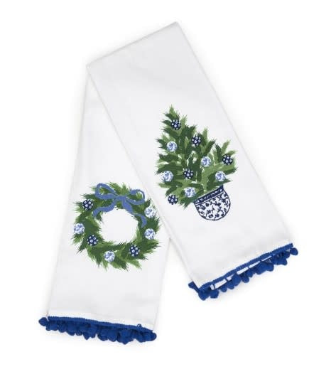 Dish Towel Set | Holiday Blue + White