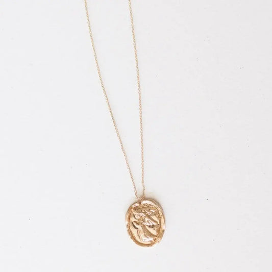 Divine Gold Angel Pendant Necklace | 16in + 2in Ext
