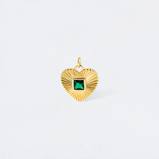 Emerald Crystal Bursted with Love Heart Charm Pendant