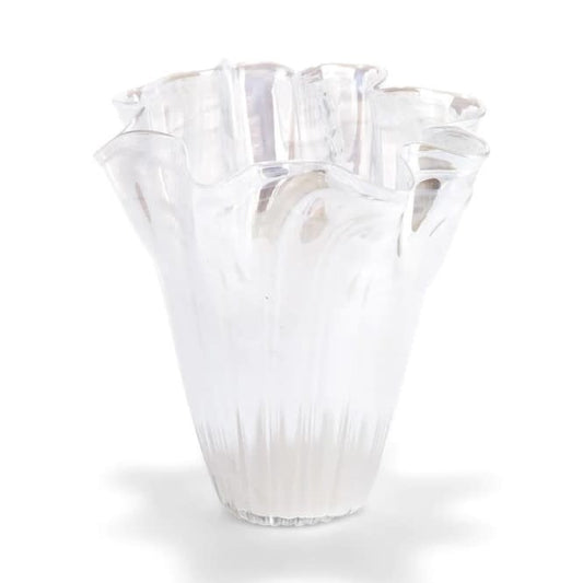 White Shimmering  Handblown Glass Vase