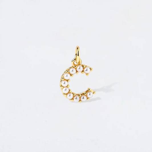 Pearl Initial Charm Pendant | C