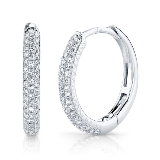 0.21Ct 14K WG Diamond Pave Hoop Earring