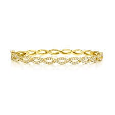 Infinity Yellow Gold Bangle With Diamonds