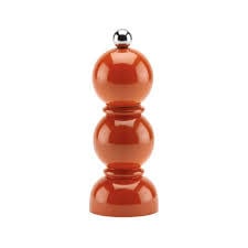 Mini Bobbin Wood Lacquer Salt or Pepper Mill Grinder | 5.5in Orange
