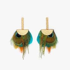 Brackish Glacier Grecian Feather Earrings