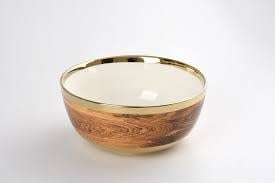 Porcelain + Wood Large Bowl | 10.5in