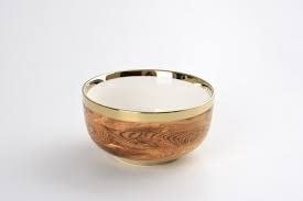 Porcelain + Wood Medium Bowl | 8.75in