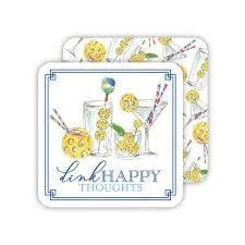 Square Coasters Dink Happy Thoughts Pickleball | Set of 20