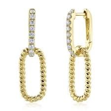 Diamond Link Earrings | 14k .34c YG