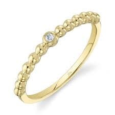 Diamond Bezel Beaded Band Ring | S7 .02c 14k YG