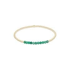 eNewton Gold Bliss Bead Bracelet | 2mm Green Onyx
