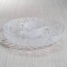 Opal Essence Glass Chip + Dip Bowl | 13x3in White Confetti