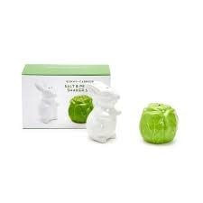 Easter Bunny Cabbage Leaf Salt + Pepper Shaker Set