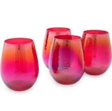 Hammered Stemless Wine Glass | Red Luster 17.25oz