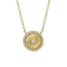Diamond Star Circle Necklace | 15-18in .08c 14k YG