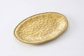 Porcelain  Matte Gold Titanium Large Oval Platter | 18.5x13in
