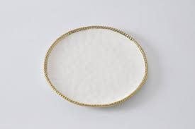Porcelain + Gold Titanium Round Dinner Plate | 11in