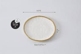 Porcelain + Gold Titanium Round Salad Plate | 8.5in