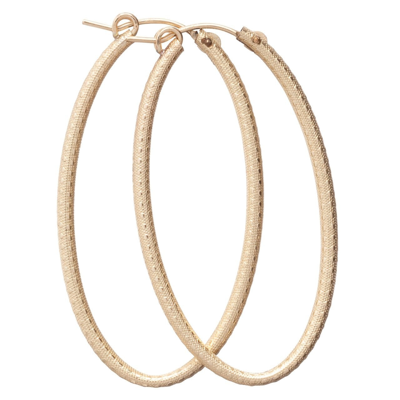eNewton Textured Oval Hoop | 2in Gold
