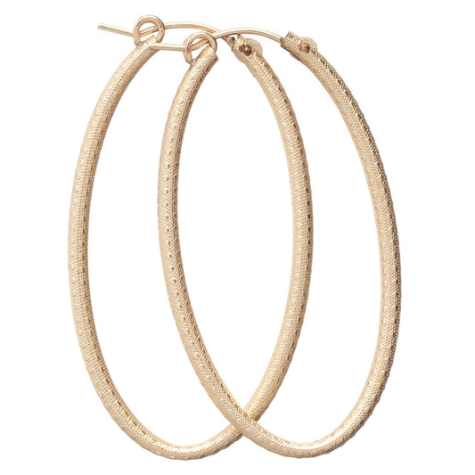 eNewton Textured Oval Hoop | 2in Gold