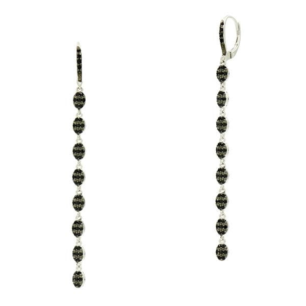 Industrial Finish Pave Linear Drop Earrings