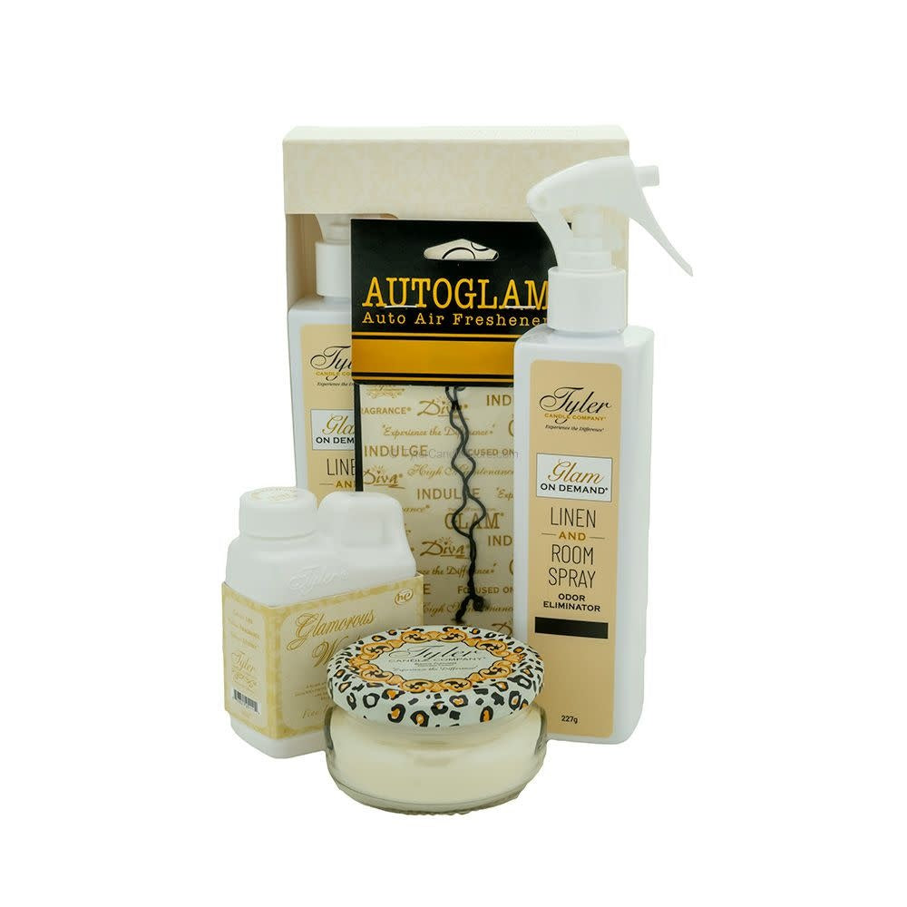 Tyler High Maintenance Gift Set | Room  + Fabric Spray, Laundry Wash, Candle + Autoglam