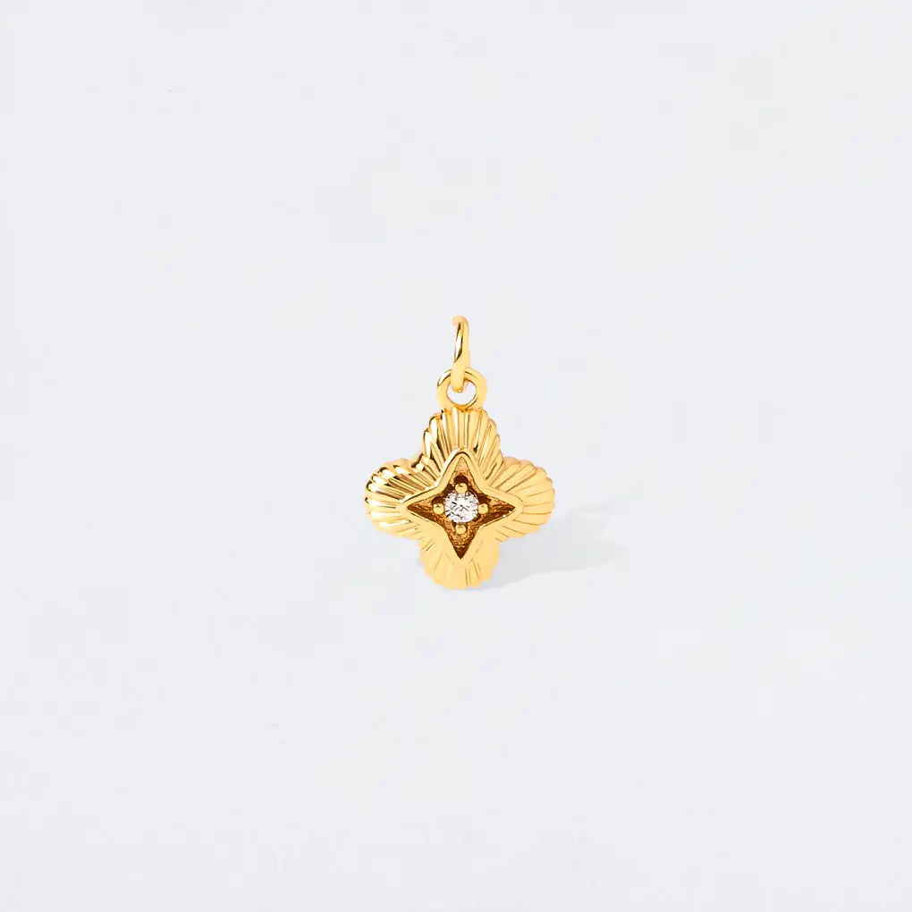 Radial Clover + Crystal Charm Pendant