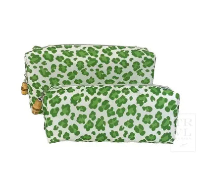 Duos Cosmetic Bag Set | Cheetah Green