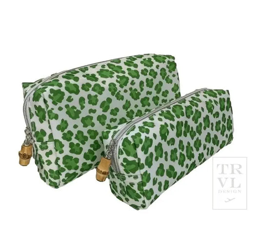 Duos Cosmetic Bag Set | Cheetah Green