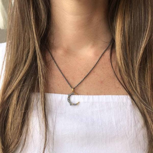 Large Dylan Celeste Moon Necklace