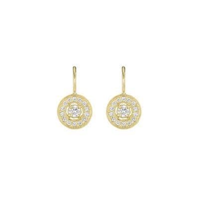Pave Round Earrings - Gold