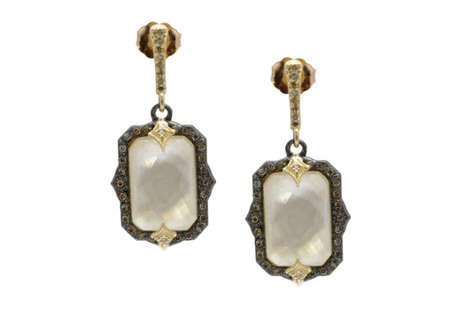 Emerald Cut Mother of Pearl Drop Earrings