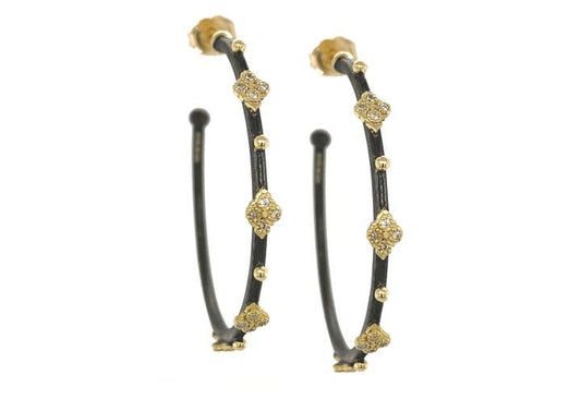Cravelli Granulation Diamond Hoop Earrings