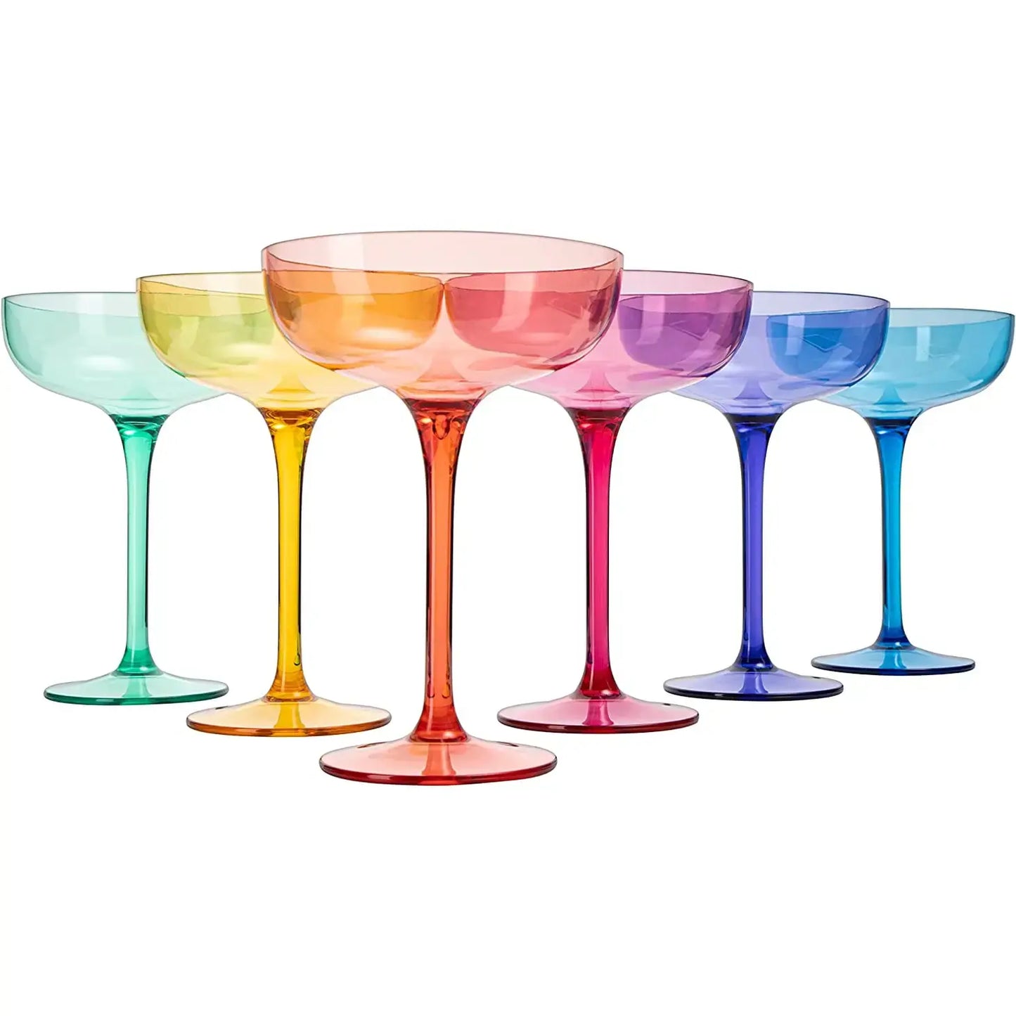 Acrylic Coupe Glass Set of 6 | Rainbow 15oz