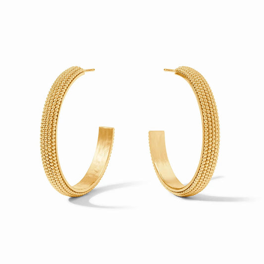 Beaded Eternity Hoop Earrings | 1.7in Cabochon