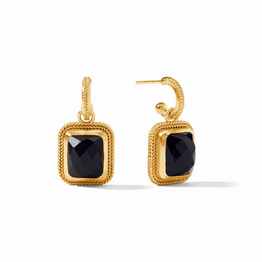 Cheval Hoop + Charm Earrings | Obsidian Black
